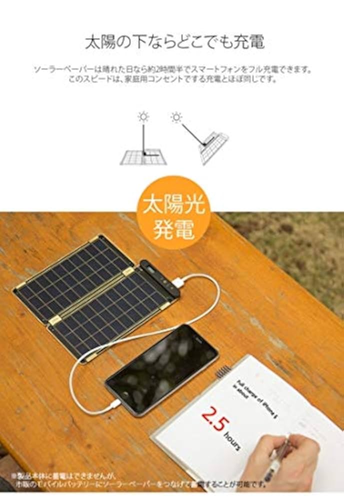 Amazon.co.jp: 国内正規品 YOLK ソーラー充電器 Solar Paper 5W